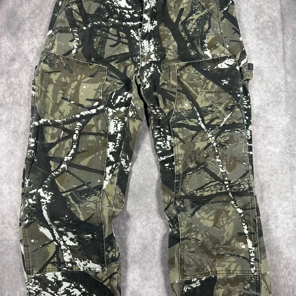 RSQ Mens Straight Leg Carpenter Pants Real Tree Camo Canvas Utility 31x32 Rugged